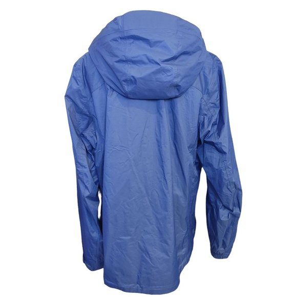 LL BEAN Womens XL Blue Hooded Nylon Jacket Button Zip Windstopper Outdoor Winter - Picture 2 of 3